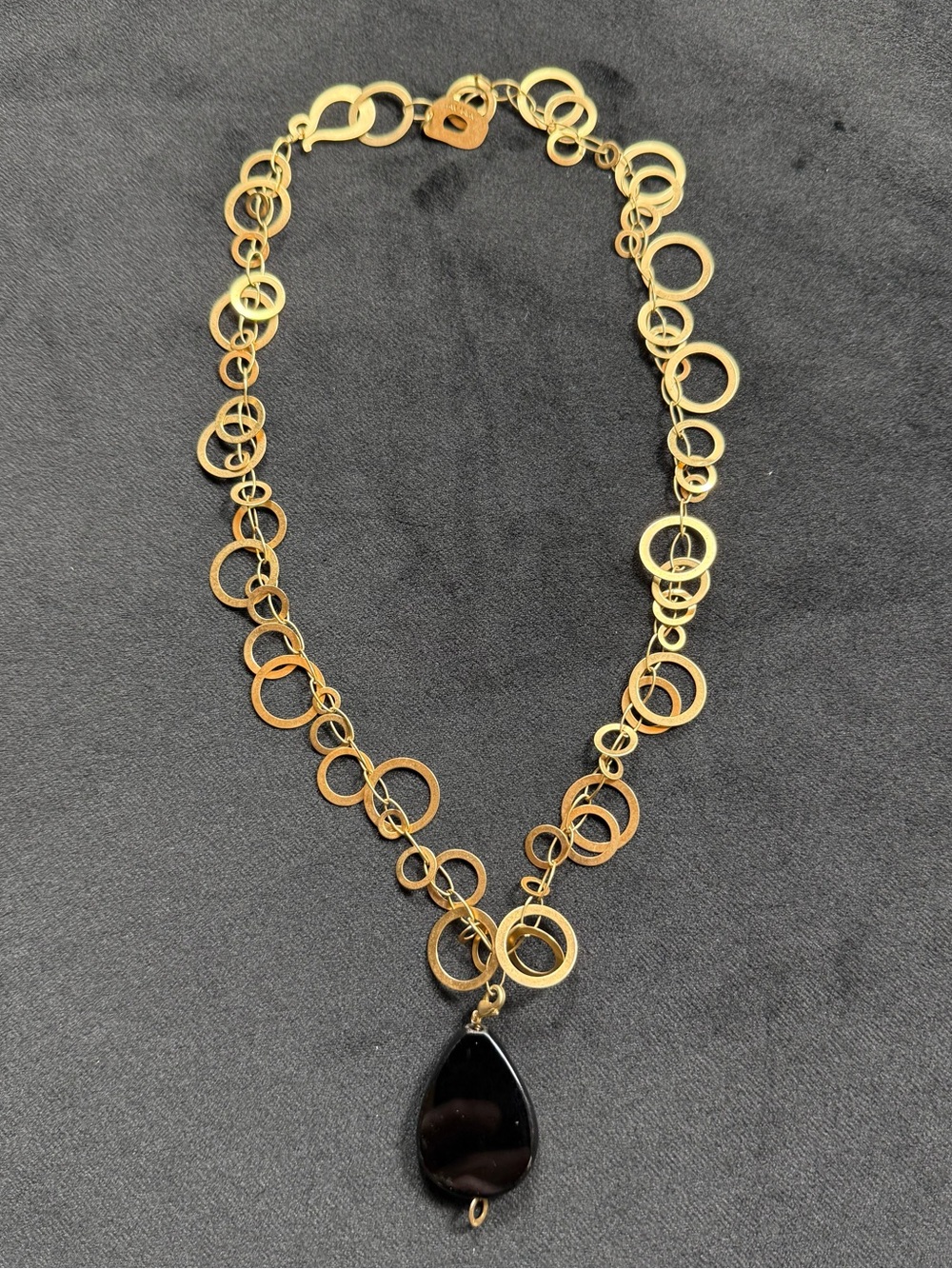 AURA Matte Gold Circle link necklace.